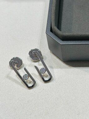 Messika Silver Drop Earrings with SingleDiamond Accent